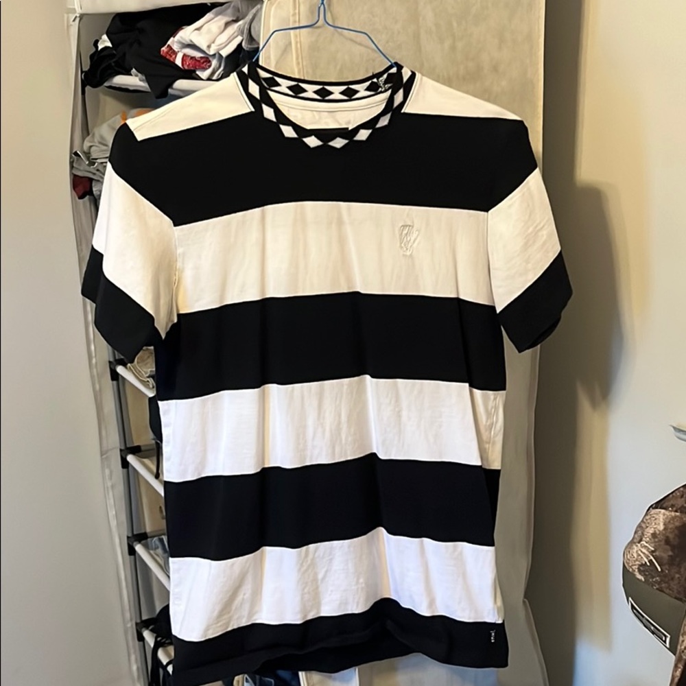 HUF black and white striped tee